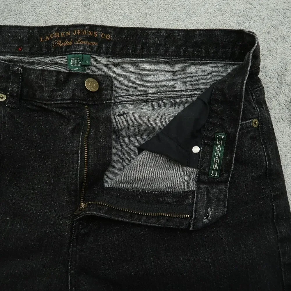 Ralph Lauren Jeans Women's 14 Gray High-Rise Classic Straight Denim 31